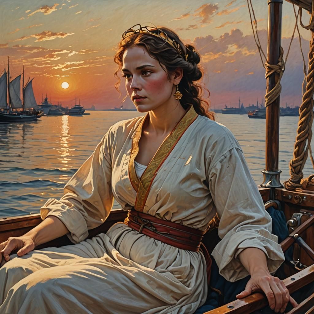 Luminist Sunset Portrait of a Nomadic Girl