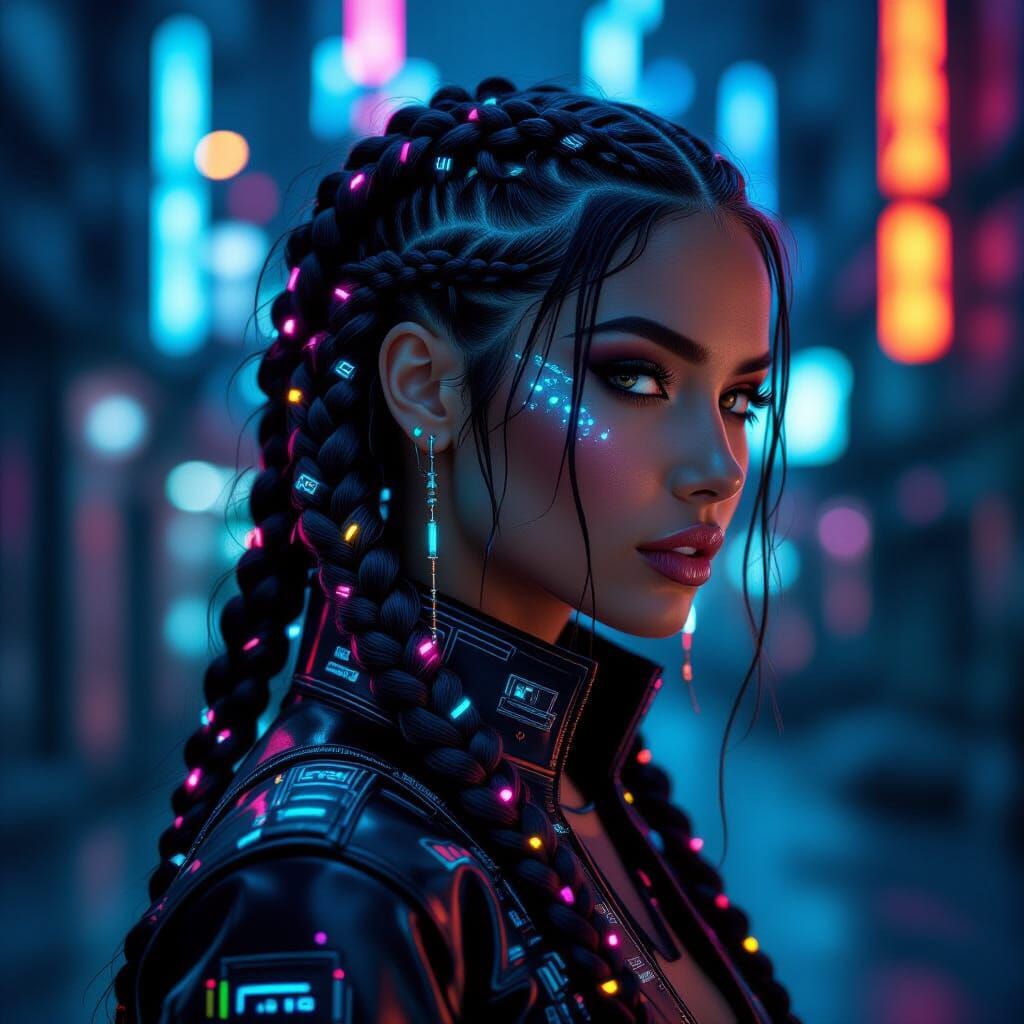 Cyberpunk Braids with Fiber Optic Lights