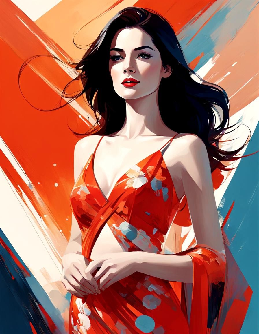 Abstract Torso Portrait in Digital Illustration Style