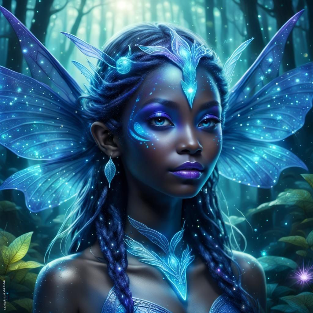 African Elven Sea Princess in Magical Aquatic Forest