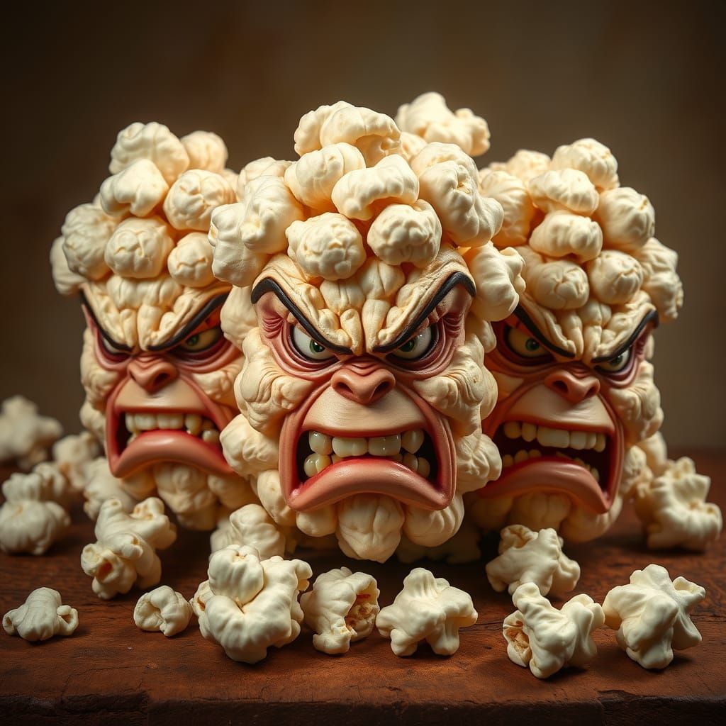 Surreal Popcorn Portraits in Earthy Mood Lighting