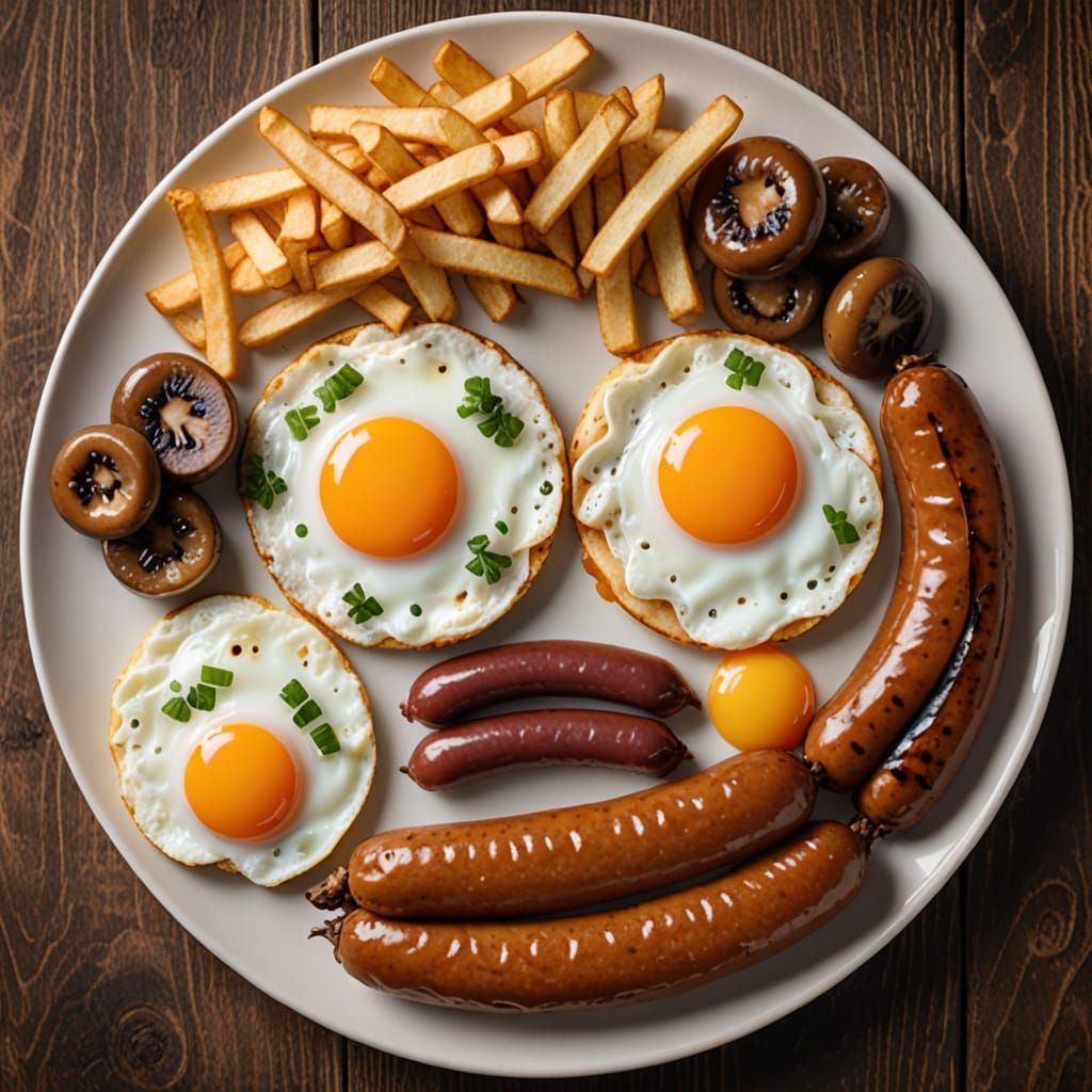 A Breakfast Face Made from Food