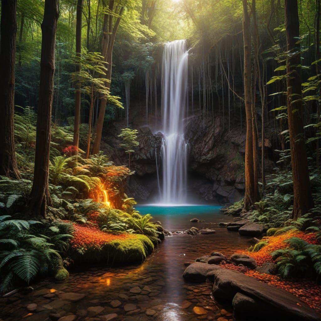 Magical Forest With Rainbow Chocolate Fountain