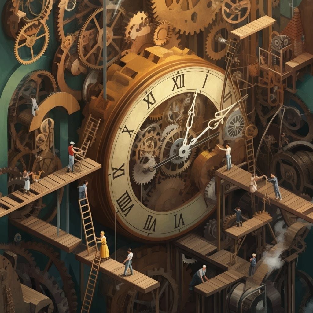 Colossal Steampunk Clockwork City in Full Operation