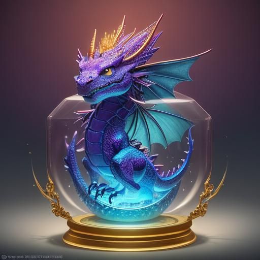 Dragon in Jewel Box: Colorful 3D Digital Art