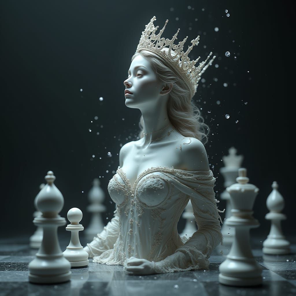 Ethereal Queen Chess Piece Breaks Free