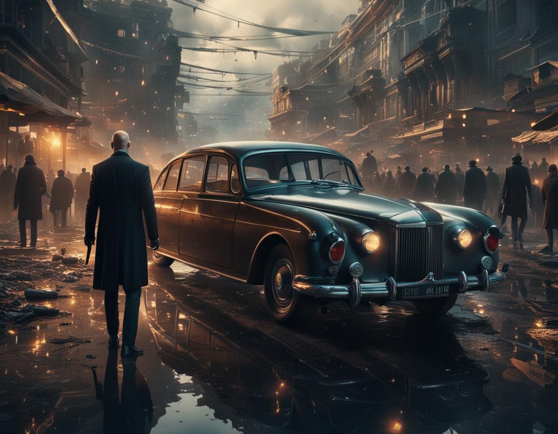 Professional Hitman at Work: Cinematic Digital Painting