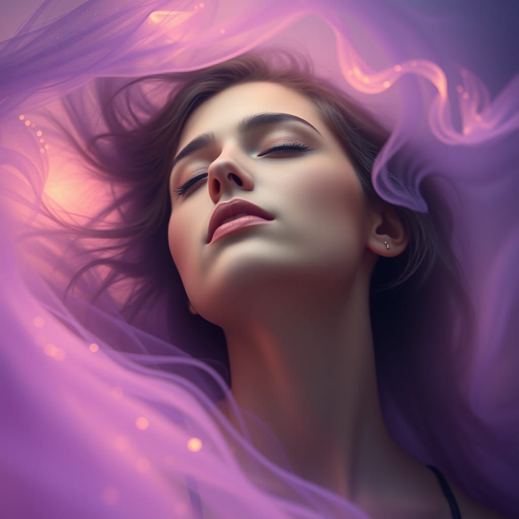 Surreal Woman Lost in Ethereal Devotion