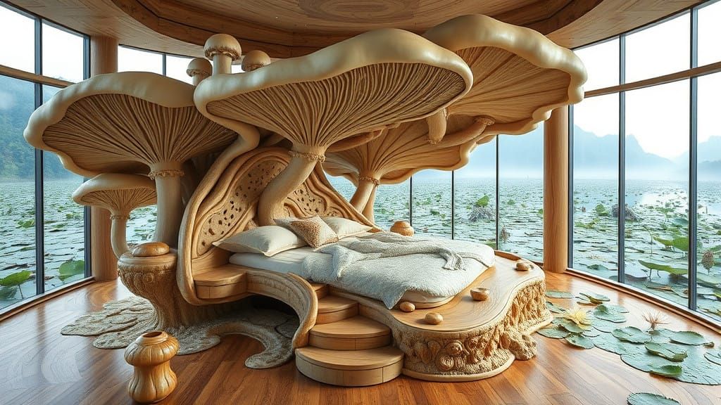 Mushroom Kingdom Bed in Realistic Wooden Style