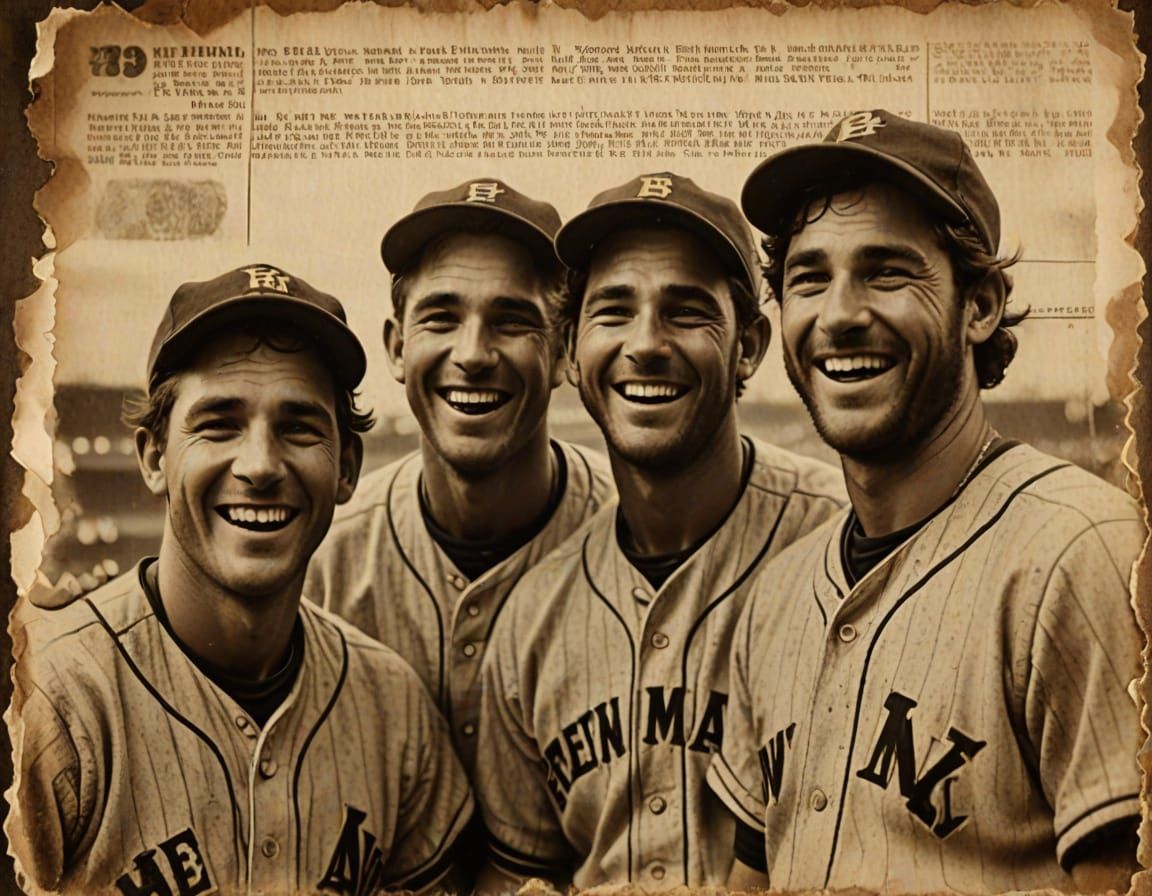 Vintage Baseball Players in Sepia Tone