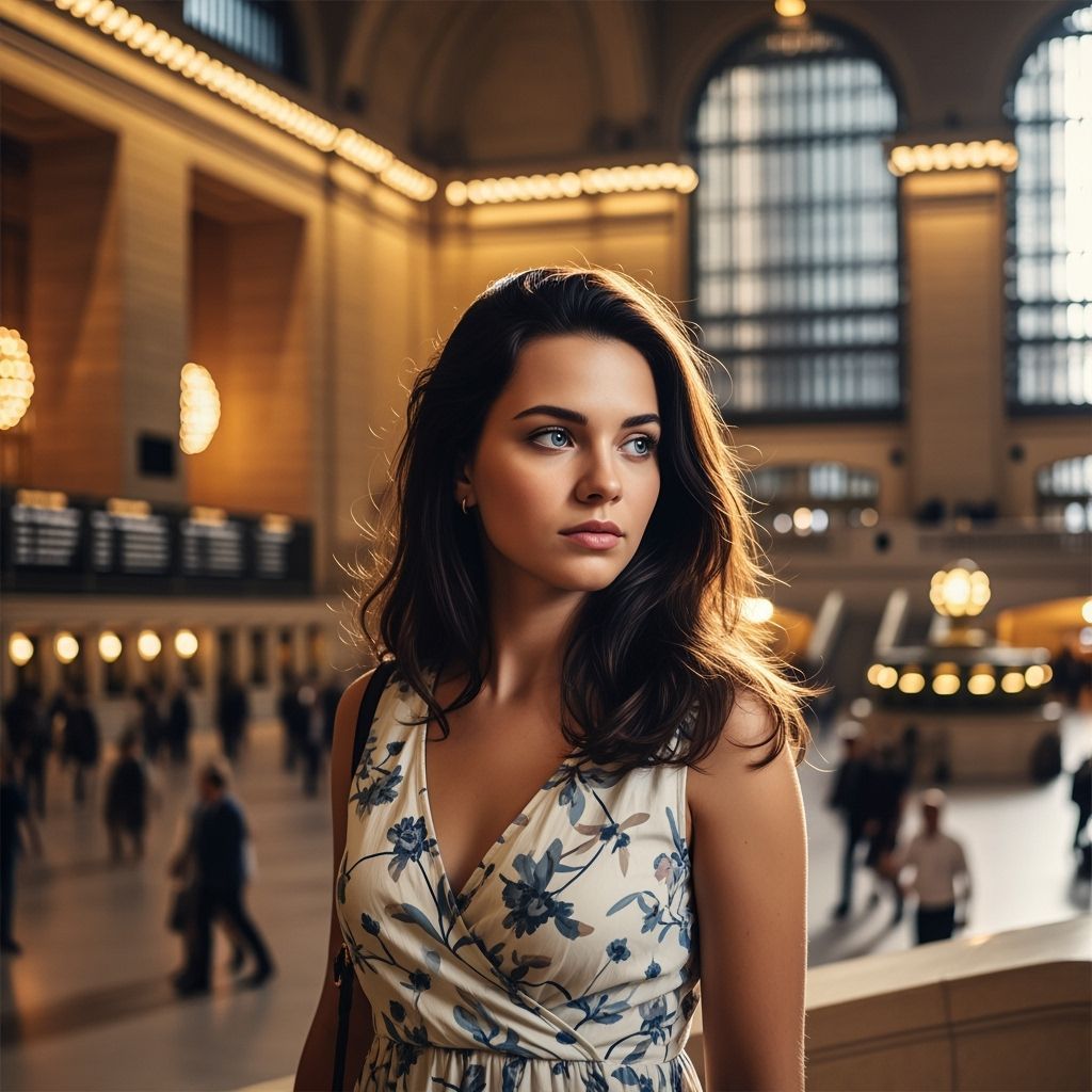 Brunette Scandinavian Girl in Grand Central, Hyperrealistic ...