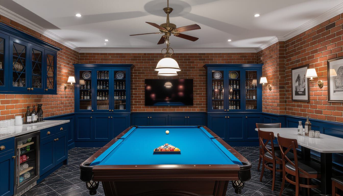 Victorian Billiards Room with Blue Baize Table