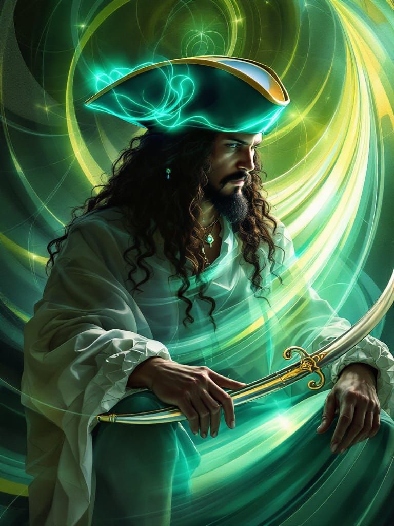 Blackbeard Portrait in Art Nouveau Style