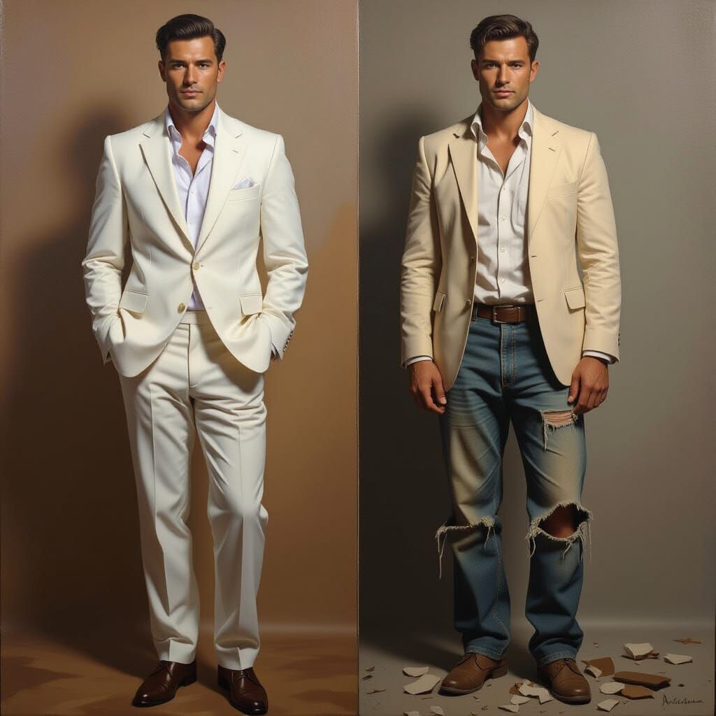 Oil Painting: Rich Man, Poor Man Dichotomy