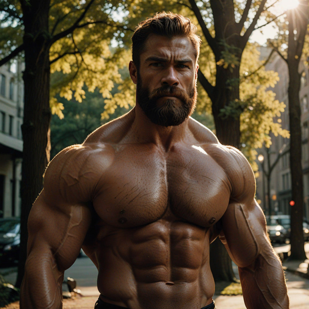 Confident Muscle God under Golden Hour