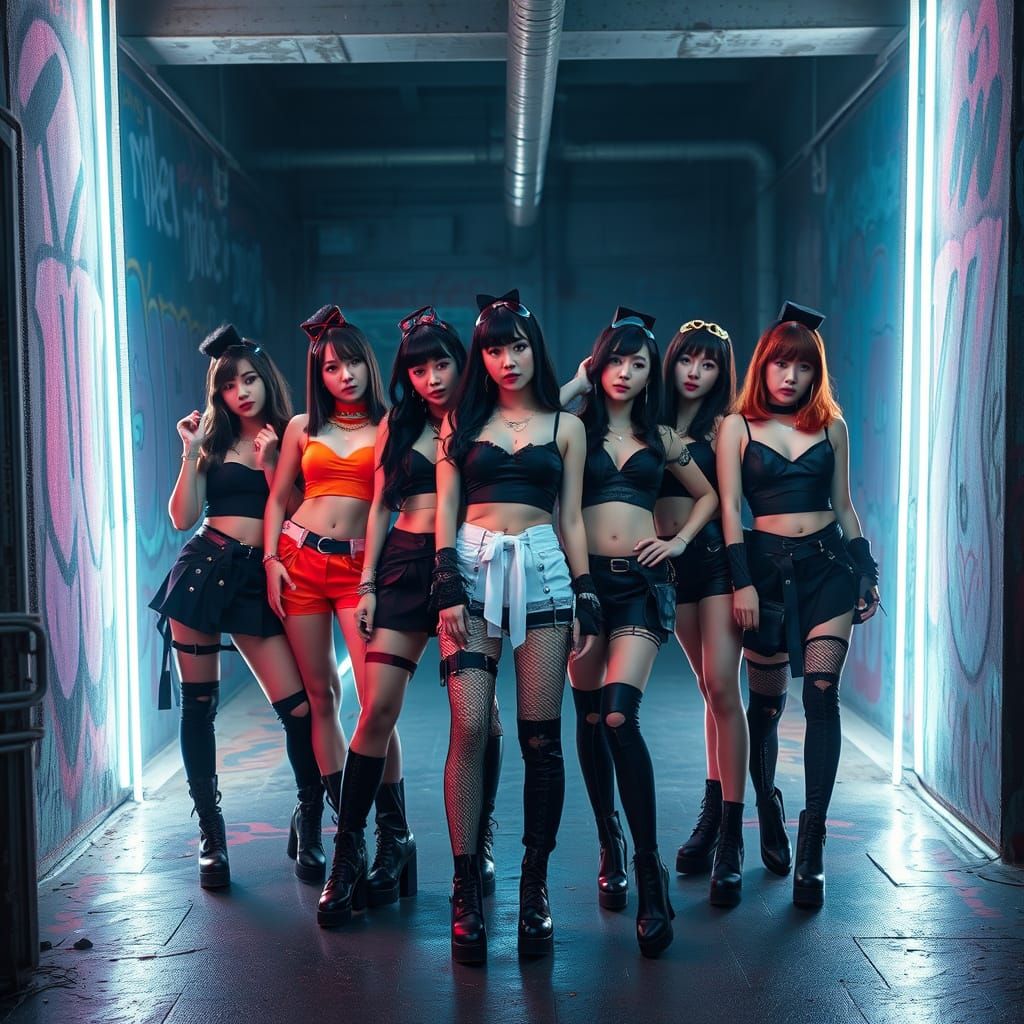 Cyberpunk K-Pop Girl Group: Dark, Edgy, and Avant-Garde