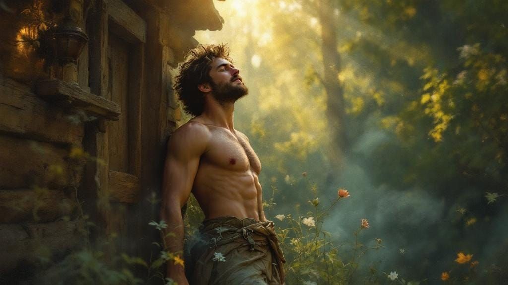 Mountain Man Emerges: Art Nouveau Tonalism Fusion