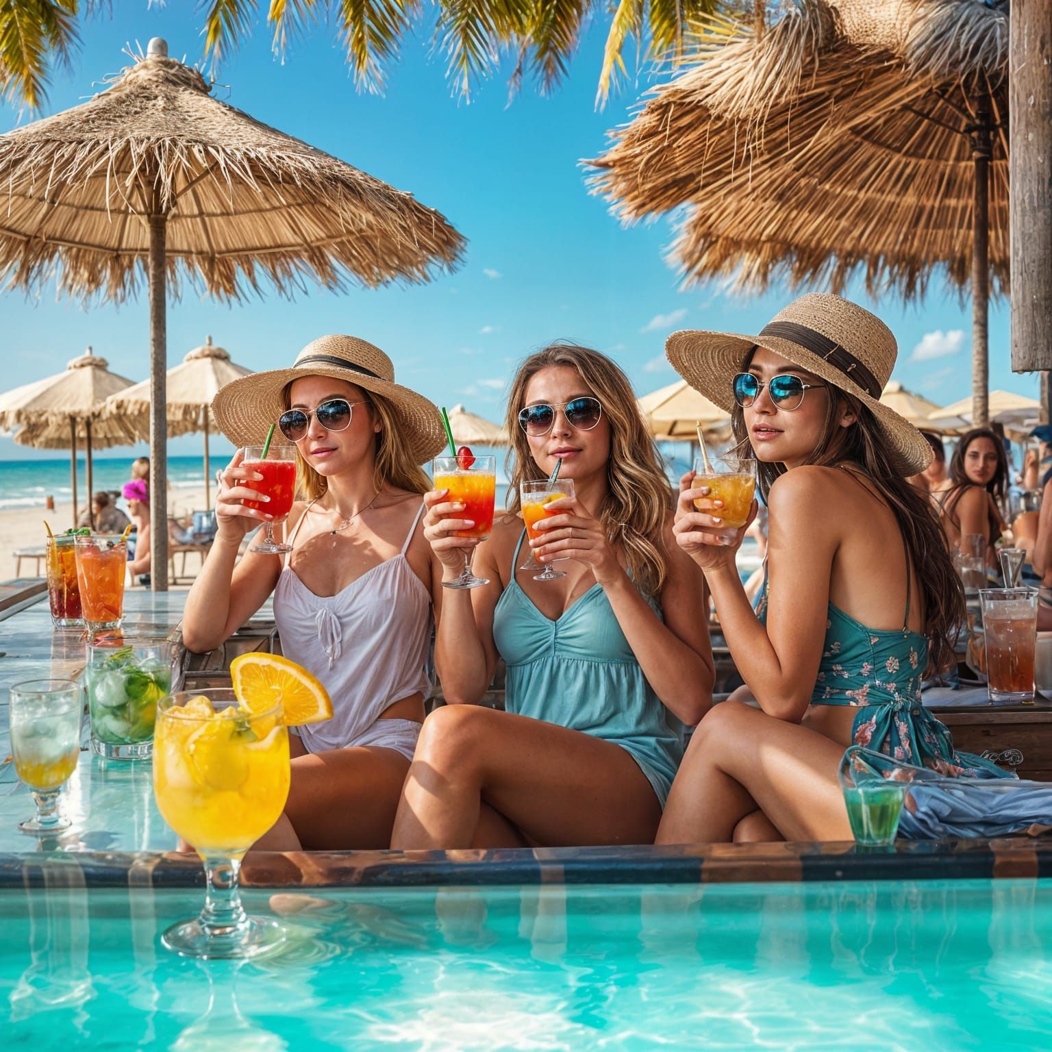 Beach Bar Cocktails in Double Exposure HD