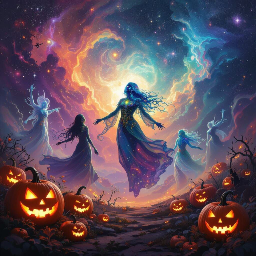Vibrant Halloween Cosmic Astral Illustration