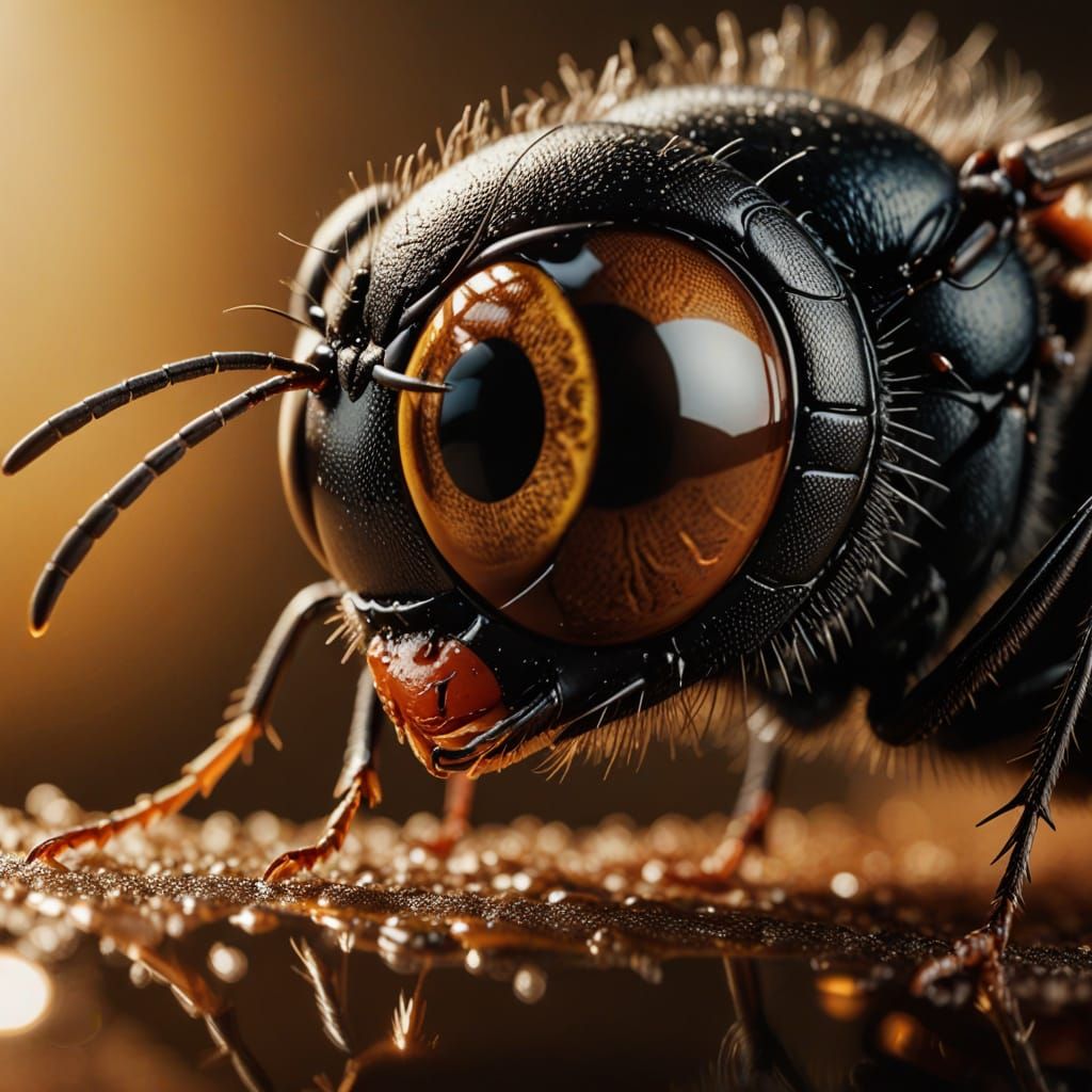 Ant's Eye Reflecting Blackbird: Macro Photography