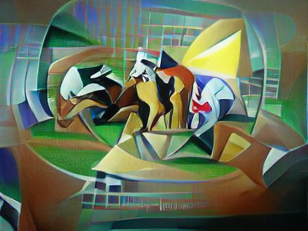 Abstract Cubist Horse Race Painting