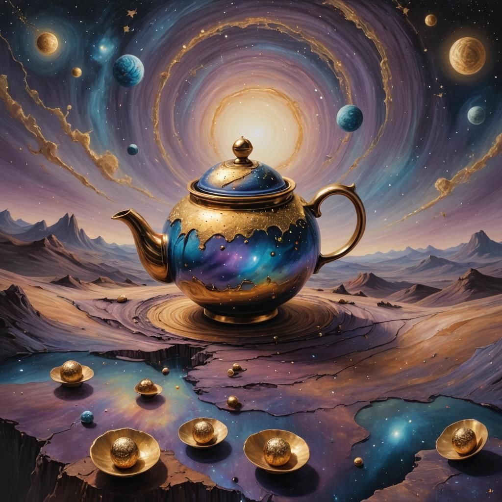 {
  "main_prompt": "A surreal scene where a teapot is depict...