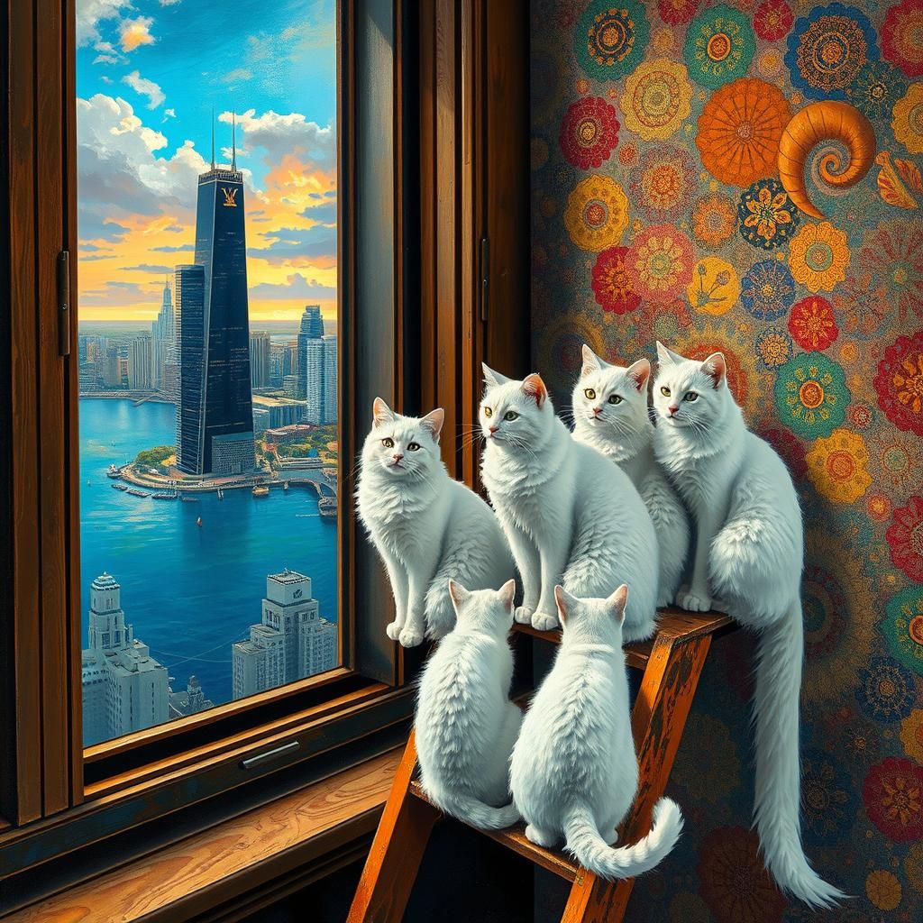 Whiskers in the Windy City: A Purrfect Skyline View with Whi...