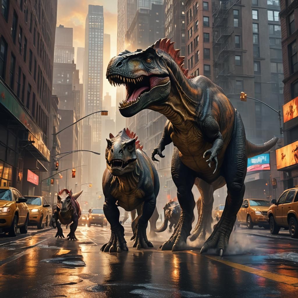 Dinosaurs Roam New York City: Fantasy Concept Art