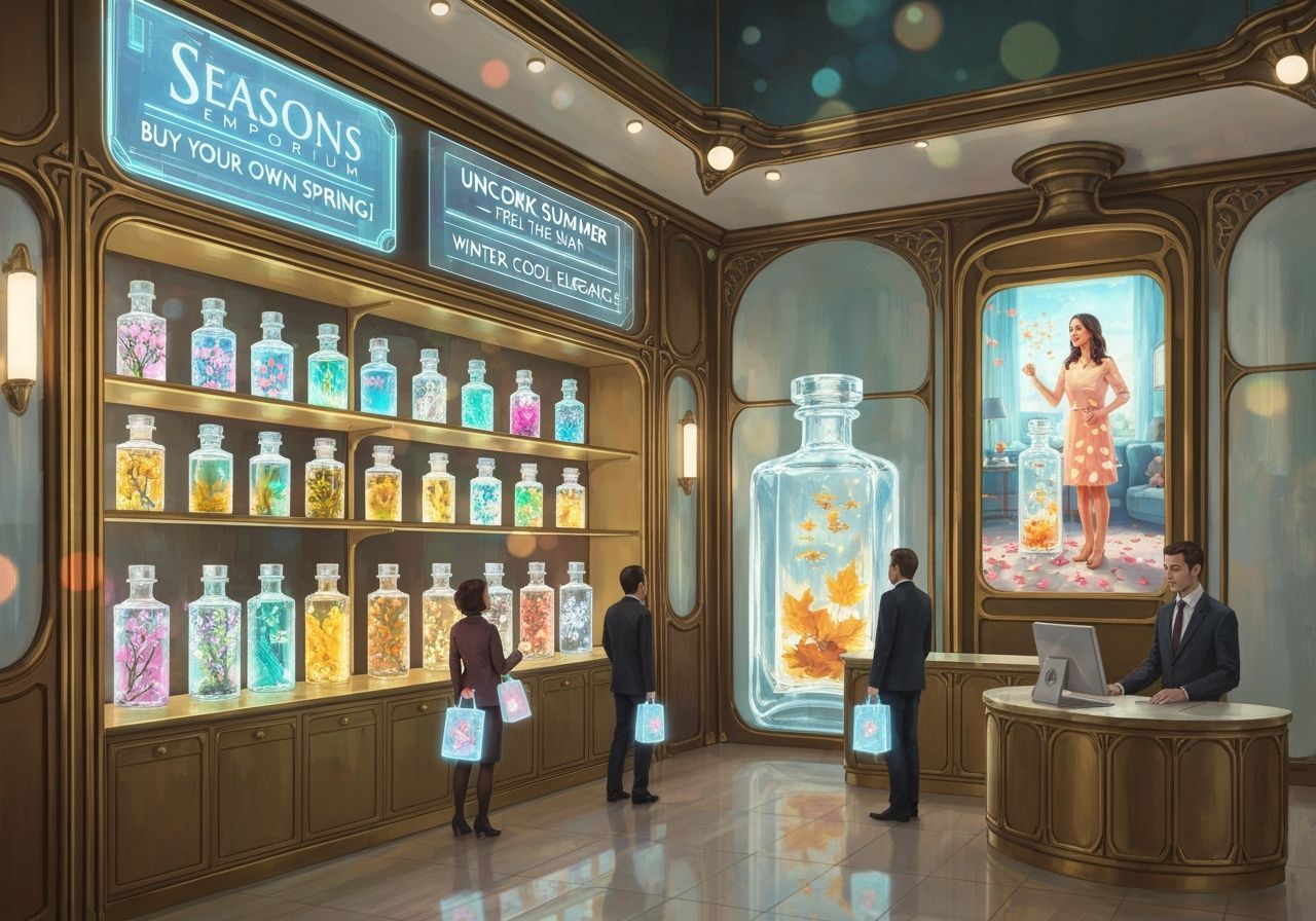 Futuristic Boutique with Seasonal Crystal Bottles