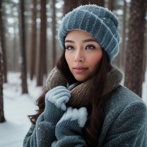 Ethereal Winter Portrait in Cinematic Film Style