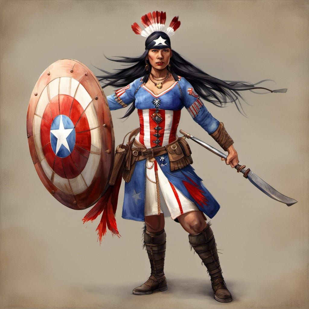 Native American Captain America as Cherokee Warrior