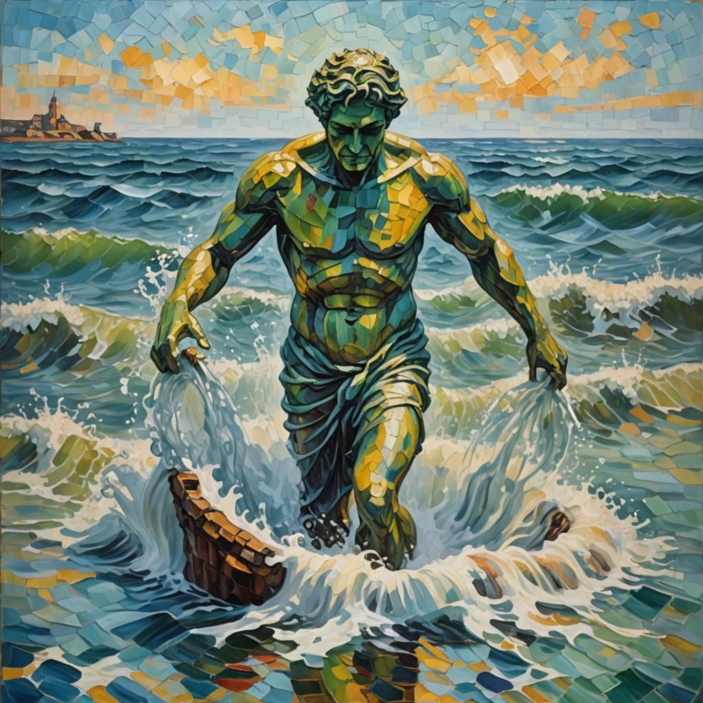 Surrealist Statue Soaks in Oceanic Bliss