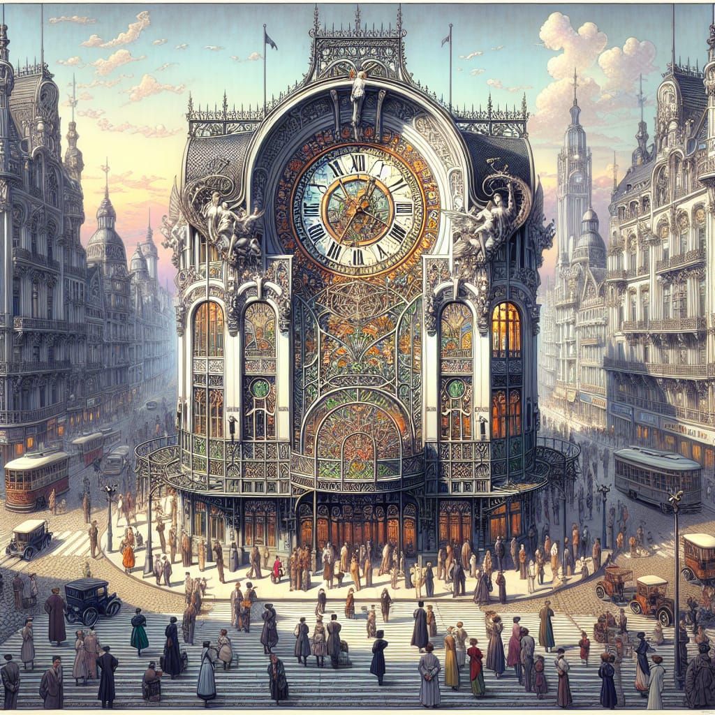 Art Nouveau Clock Tower Dominates Metropolis Skyline