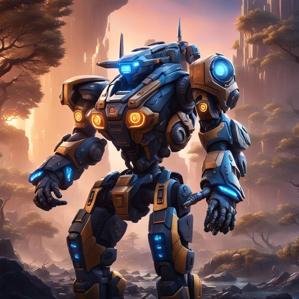 Mecha Team Leader Aura Blend: Detailed Matte Painting