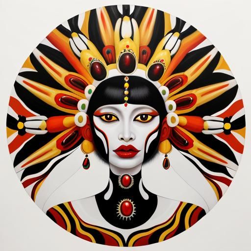 Queen of England in Aboriginal Surrealist Oil Painting