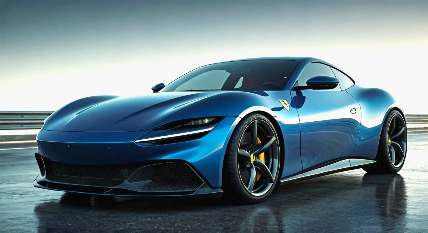 Spectacular Blue Ferrari Purosangue in Chic Slammed Style