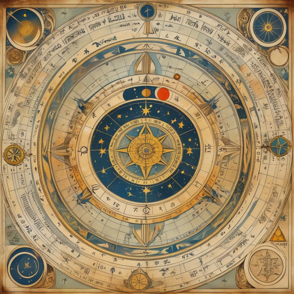 Ancient Astrological Map with Sacred Geometry