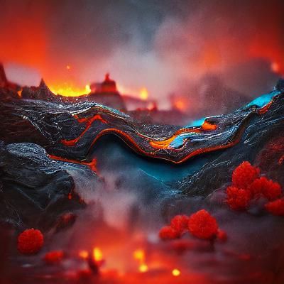 Detailed Lava Flow in Fantasy Concept Art