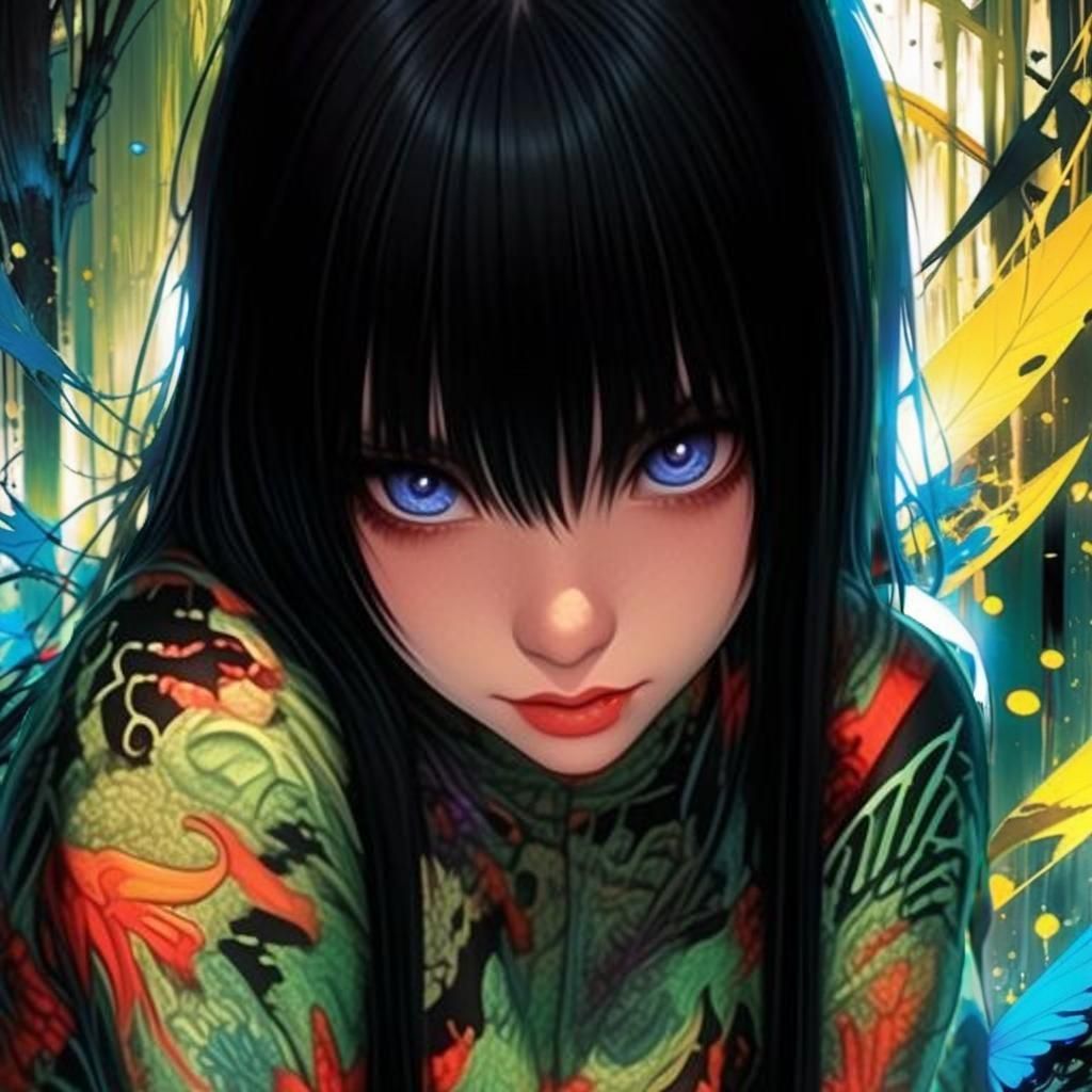 Anime Girl Portrait with Blue Eyes, a Digital Masterpiece