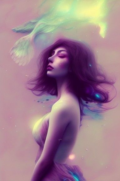 Atmospheric Portrait in Prismatic Holographic Style