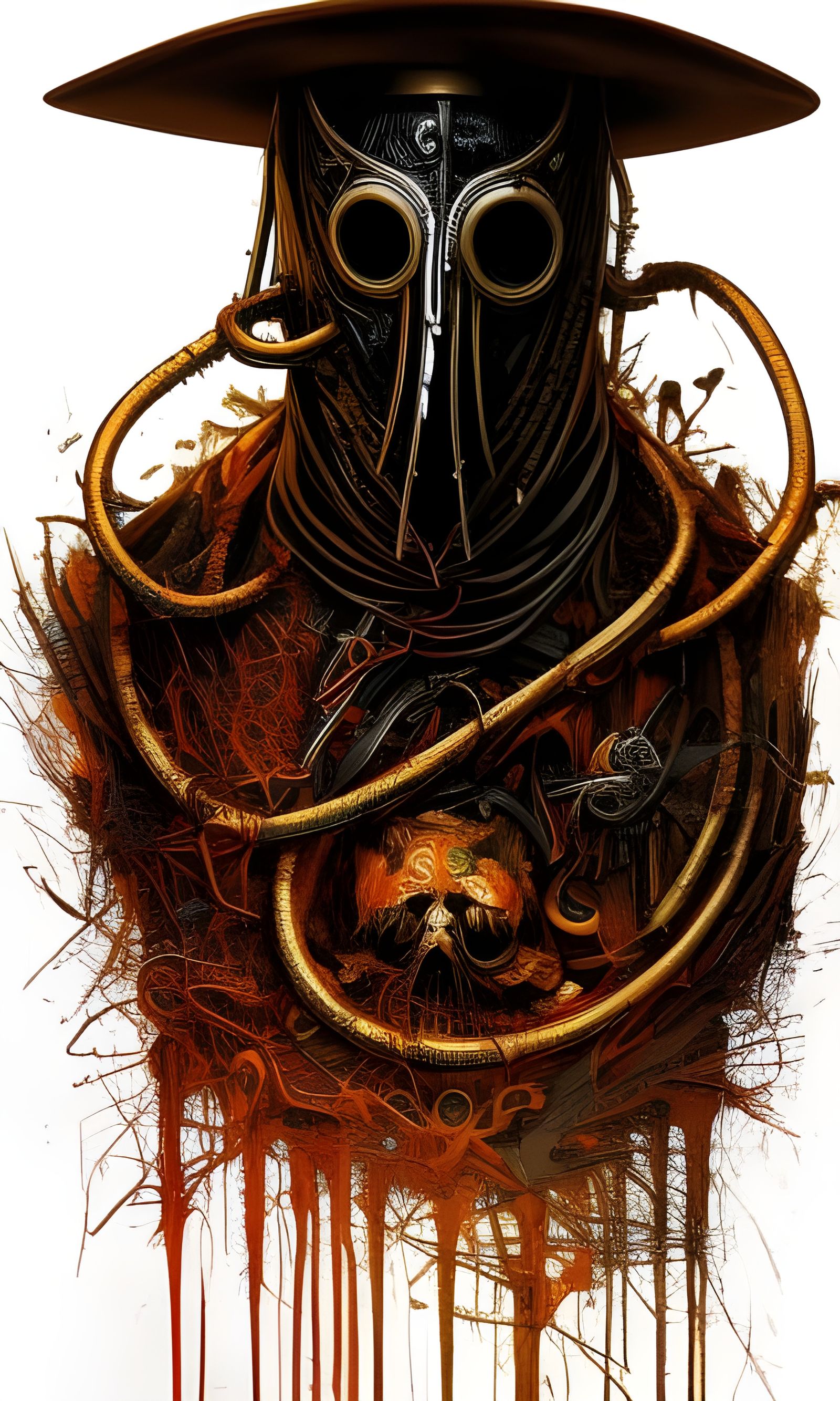 Zombiecore Plague Doctor Concept Art in Medical Horror Style