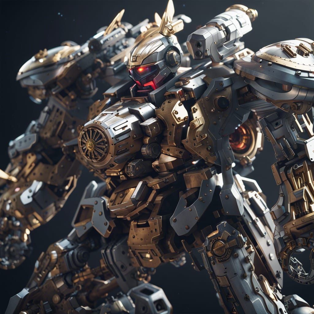 Futuristic Pirate Cannon Gundam Mech in Sci-Fi Style