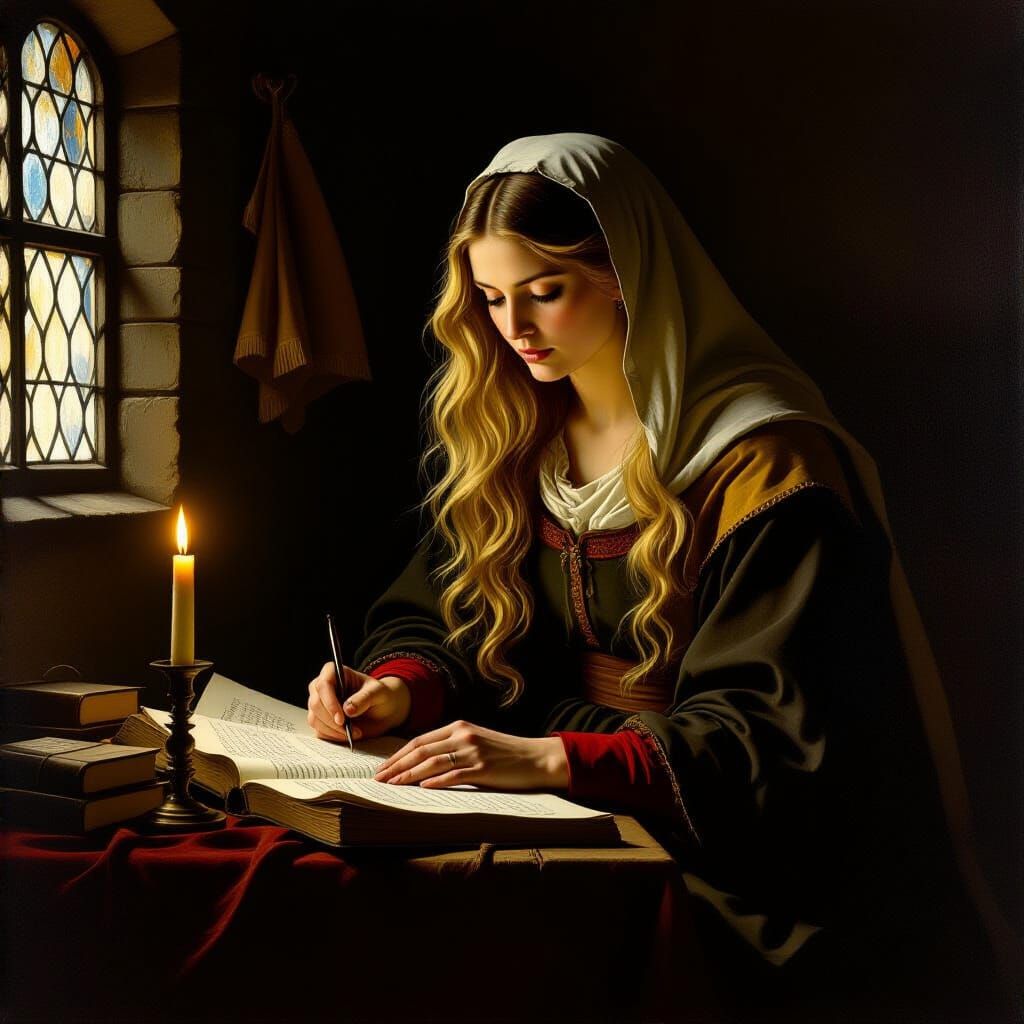 Medieval Doctor Examines Patient in Baroque Style