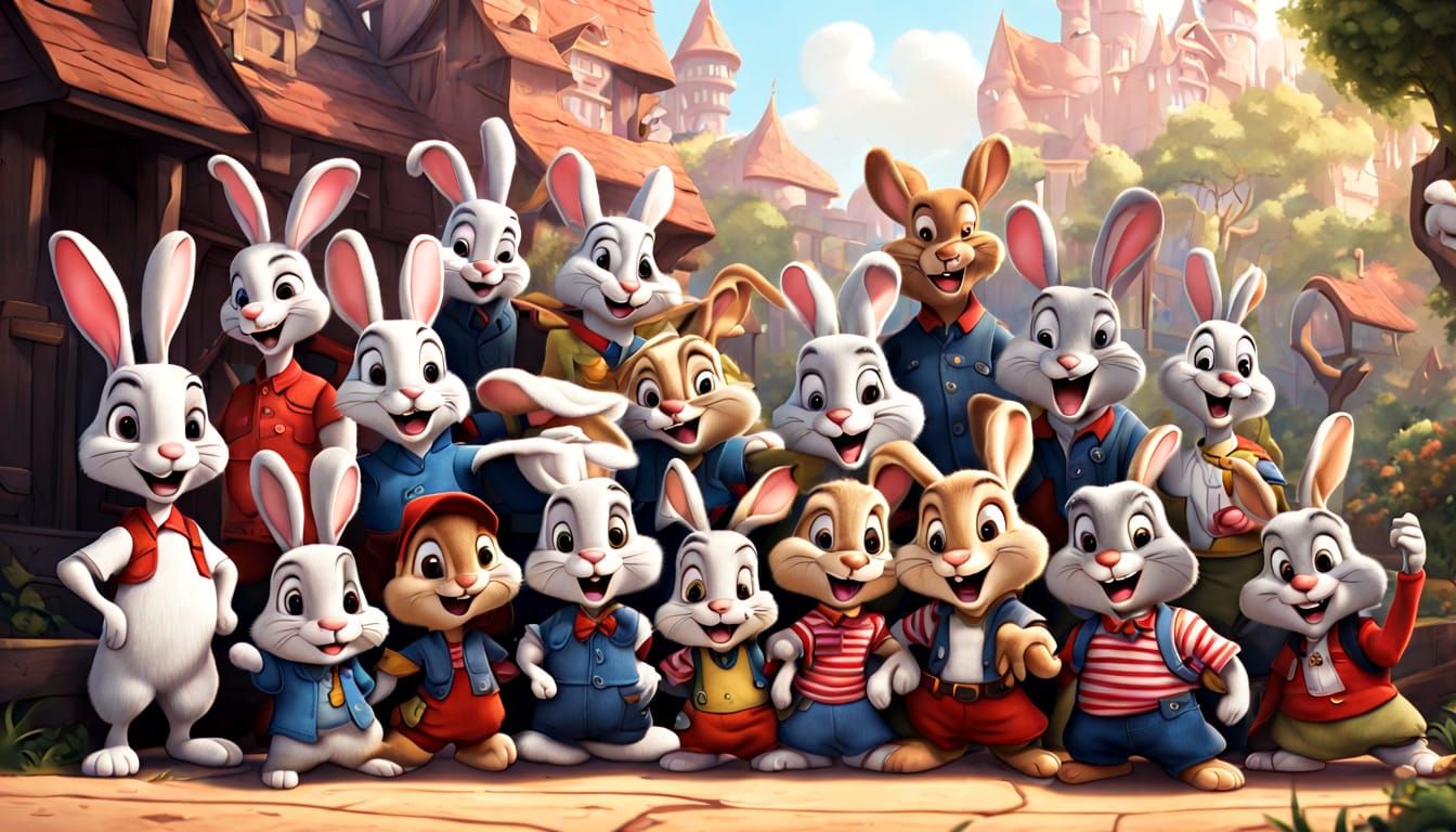 Whimsical Disney-Inspired Rabbit Gang