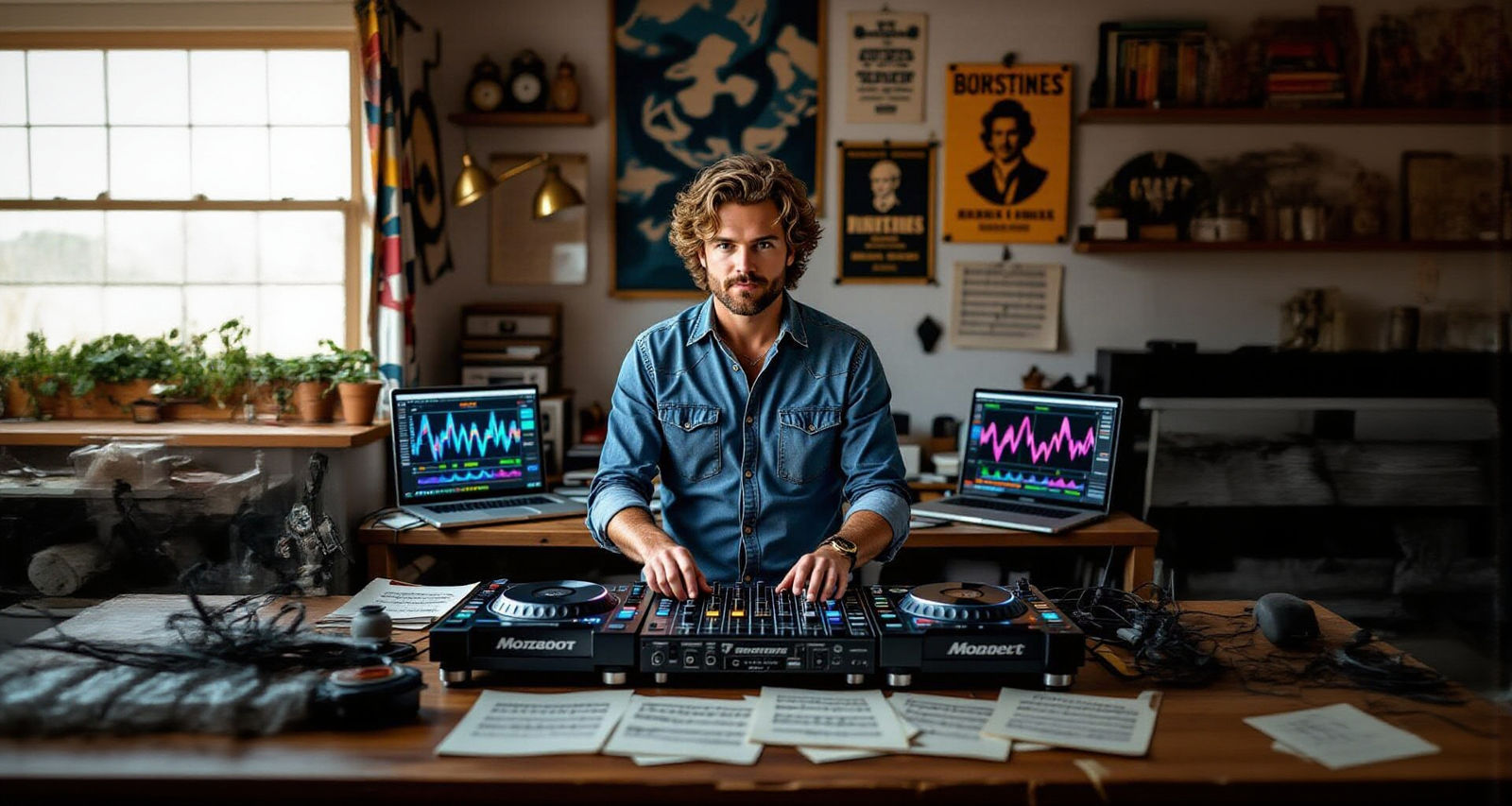 Modern Mozart at DJ Console in Photorealistic Style