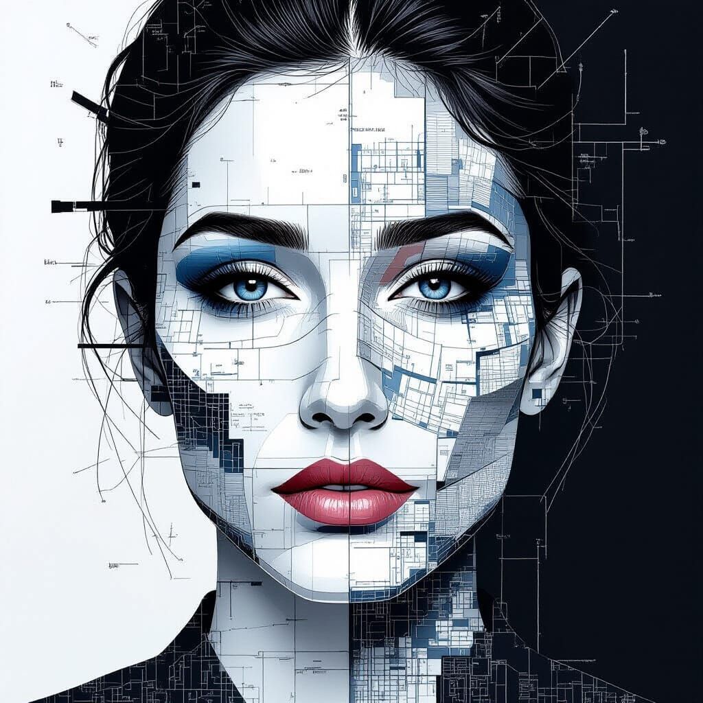 Architectural City Map Face Portrait