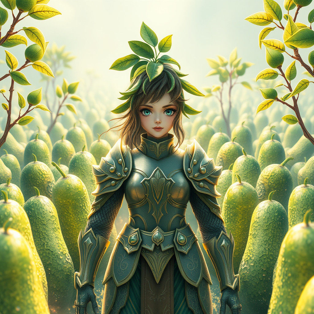 Warrior Protected by Avocado Army: Anime Concept Art