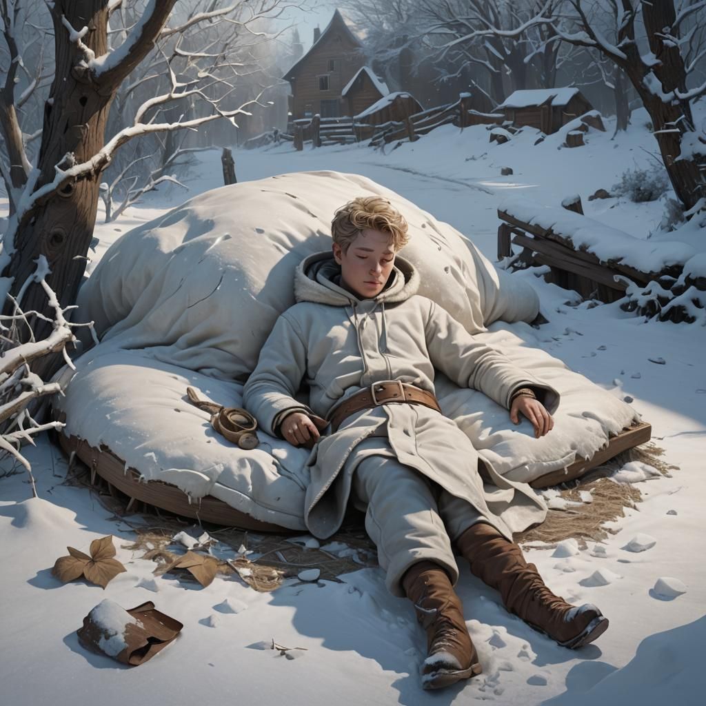 Icy Slumber: Ghostly Stable Boy in Winter