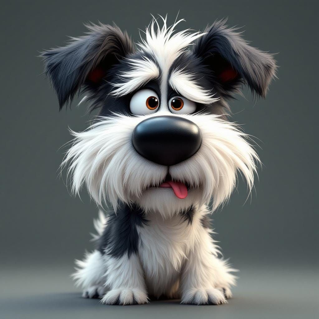 Expressive Cartoon Dog in Anime Concept Art Style