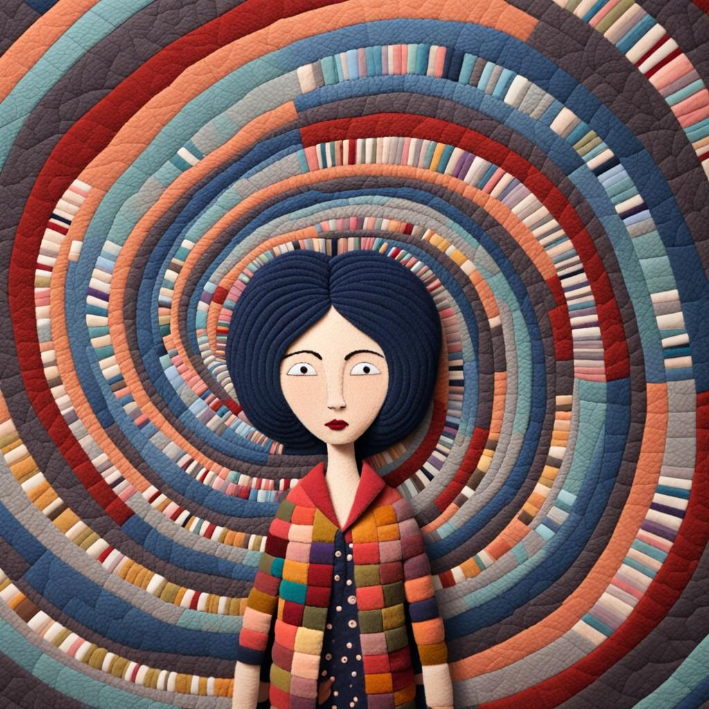 Abstract 3D Shadow Spiral in Acrylic Style